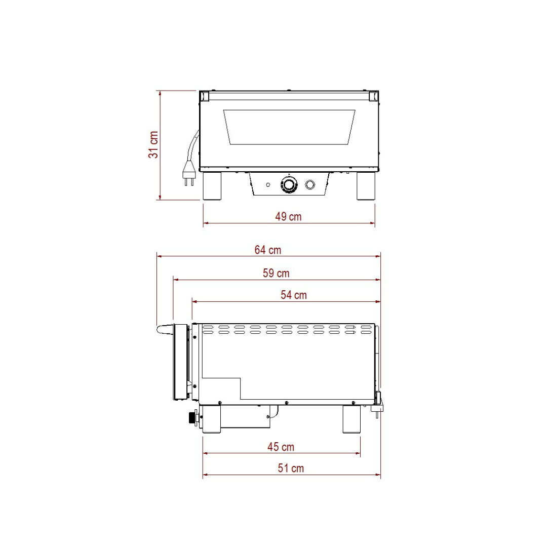 N4 | Forno elettrico per pizza Ø42cm, fino a 500°C